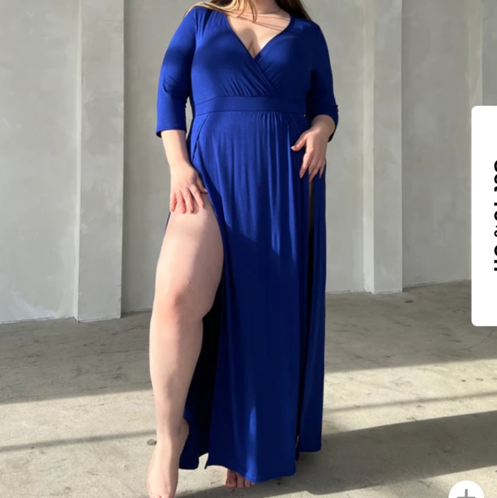 Maxi double slit dress with snap on bodysuit